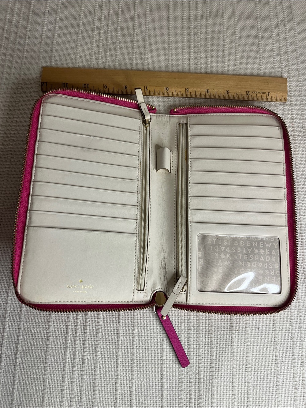 Kate Spade Saffiano Leather extra large Continental Wallet, bright fuchsia peony - Picture 3 of 16